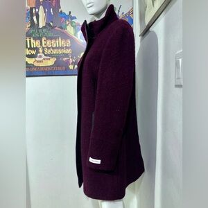 Calvin Klein Merlot Wool Blend Modern Car Coat - Medium